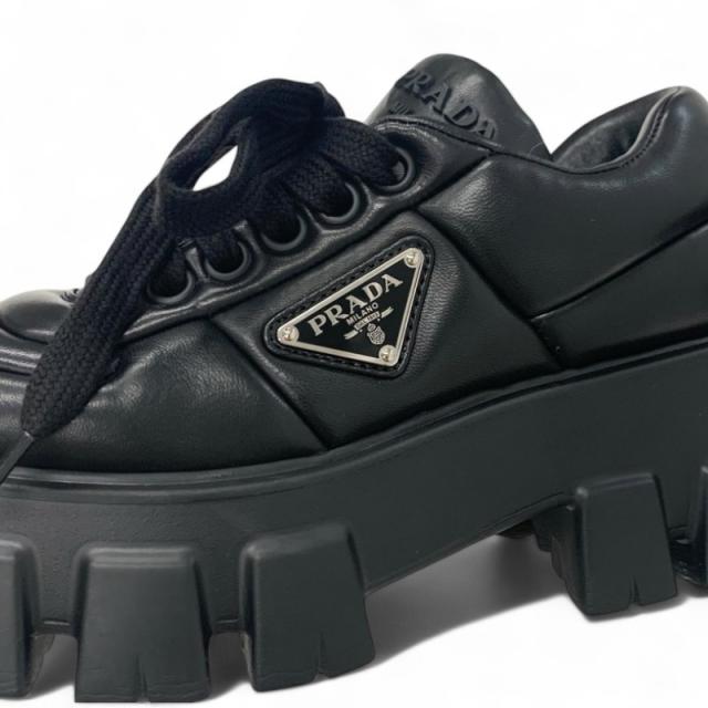 プラダ PRADA モノリス スニーカー 靴 シューズ レザー ブラック 黒