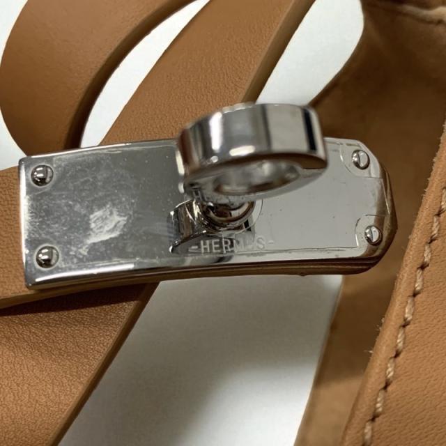 エルメス HERMES ティポリ サンダル 靴 シューズ レザー ブラウン シルバー ケリー金具 ウェッジソール エスパドリーユ ストラップ_9