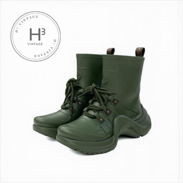 ルイヴィトン LOUIS VUITTON アークライトライン モノグラム ブーツ ショートブーツ 靴 シューズ ラバー カーキ LVサークルロゴ