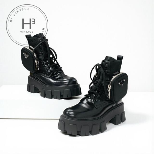 プラダ PRADA モノリス ブーツ ショートブーツ 靴 シューズ レザー 
