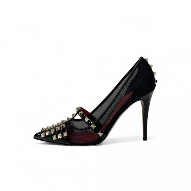 ヴァレンティノ VALENTINO パンプス 靴 シューズ メッシュ パテント ブラック 黒 ゴールド ロックスタッズ_2