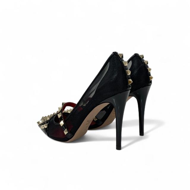 ヴァレンティノ VALENTINO パンプス 靴 シューズ メッシュ パテント ブラック 黒 ゴールド ロックスタッズ_3