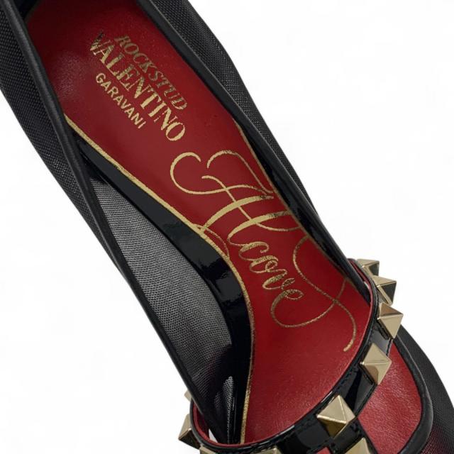 ヴァレンティノ VALENTINO パンプス 靴 シューズ メッシュ パテント ブラック 黒 ゴールド ロックスタッズ_6