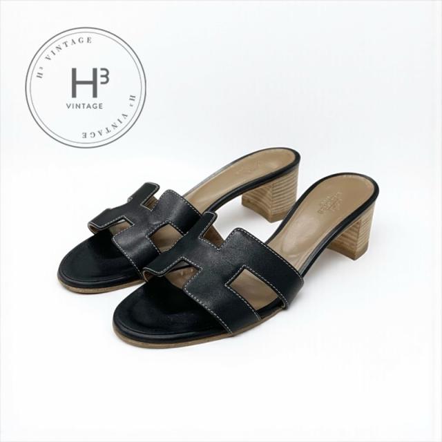 エルメス HERMES オアジス サンダル 靴 シューズ ブラック 黒
