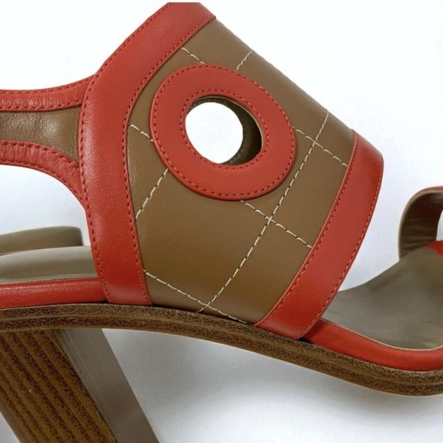 エルメス HERMES ブリンカー サンダル 靴 シューズ レザー レッド ブラウン ストラップ_9