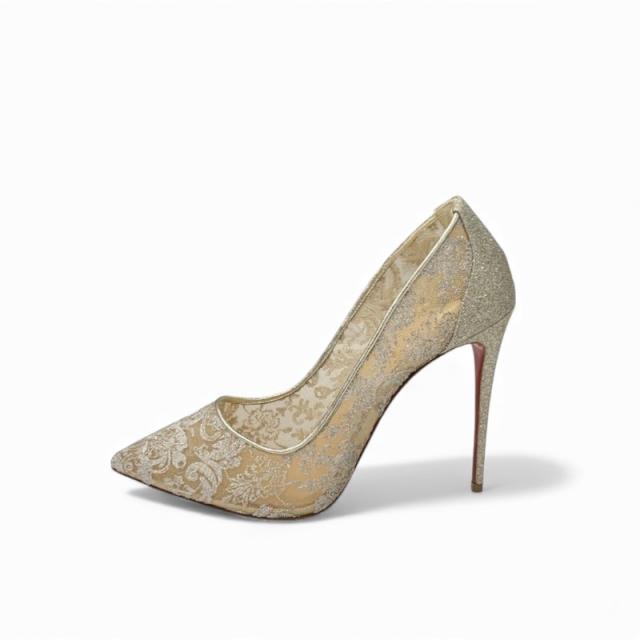 クリスチャンルブタン Christian Louboutin パンプス 靴 シューズ メッシュ レザー シルバー 刺繍 ラメ レース パーティーシューズ_2