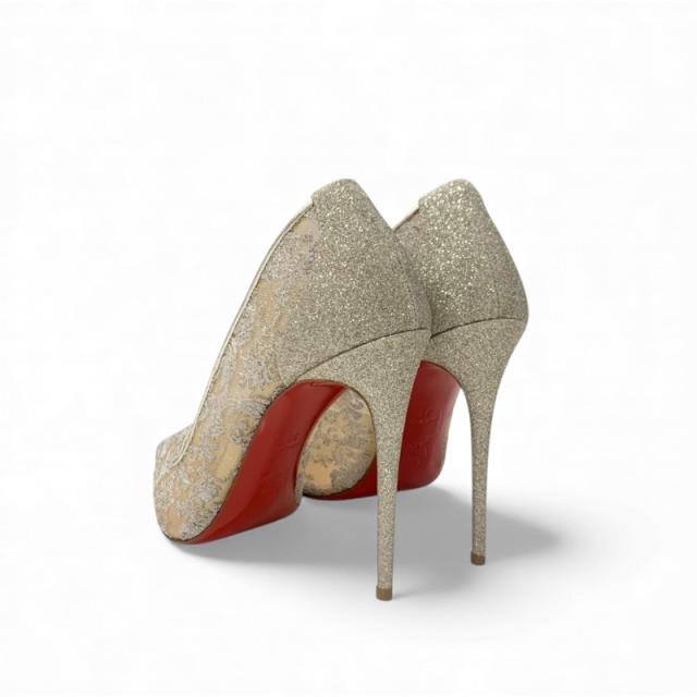クリスチャンルブタン Christian Louboutin パンプス 靴 シューズ メッシュ レザー シルバー 刺繍 ラメ レース パーティーシューズ_3