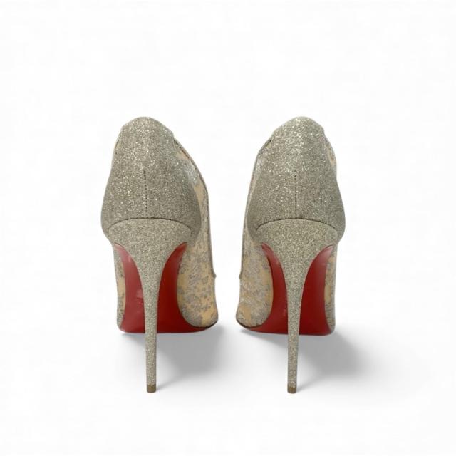 クリスチャンルブタン Christian Louboutin パンプス 靴 シューズ メッシュ レザー シルバー 刺繍 ラメ レース パーティーシューズ_4