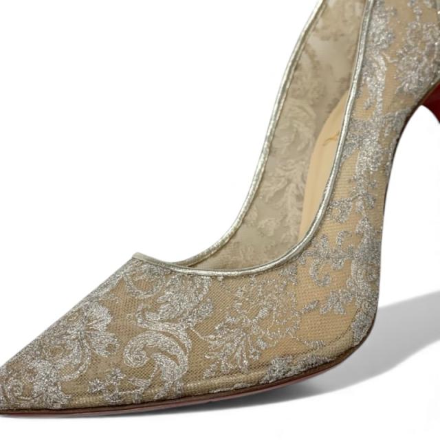 クリスチャンルブタン Christian Louboutin パンプス 靴 シューズ メッシュ レザー シルバー 刺繍 ラメ レース パーティーシューズ_8