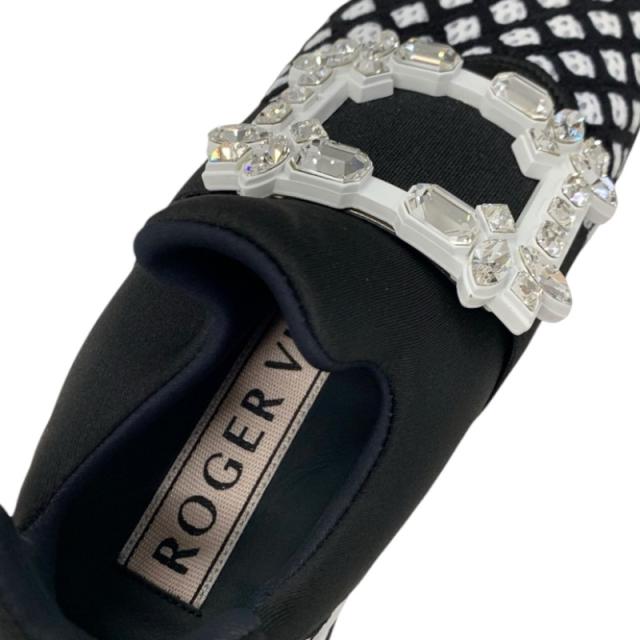 ロジェヴィヴィエ Roger Vivier ヴィヴラン スニーカー 靴 シューズ ファブリック レザー ブラック ホワイト ストラスバックル_6
