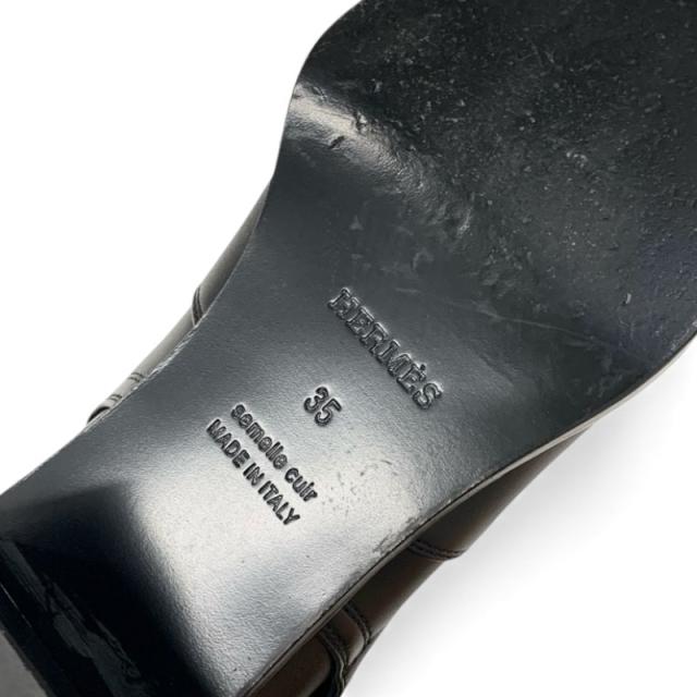エルメス HERMES フレンチー 50 ブーツ ショートブーツ 靴 シューズ レザー ブラック 黒 シルバー ケリー金具_7