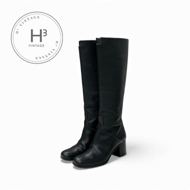 エルメス HERMES フーレ 60 ブーツ ロングブーツ 靴 シューズ レザー ブラック 黒 ステッチ