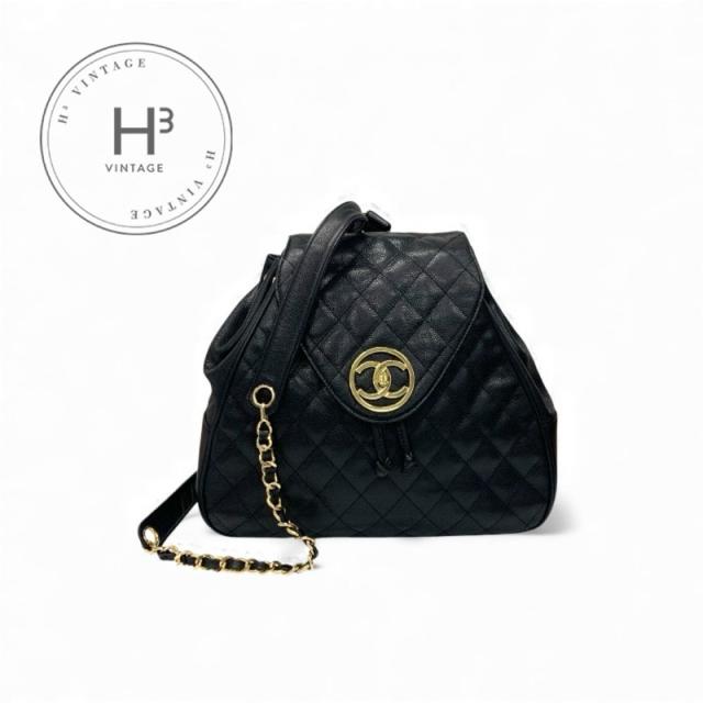 シャネル CHANEL バッグ バックパック リュック ブラック ゴールド マトラッセ ココマーク ターンロック