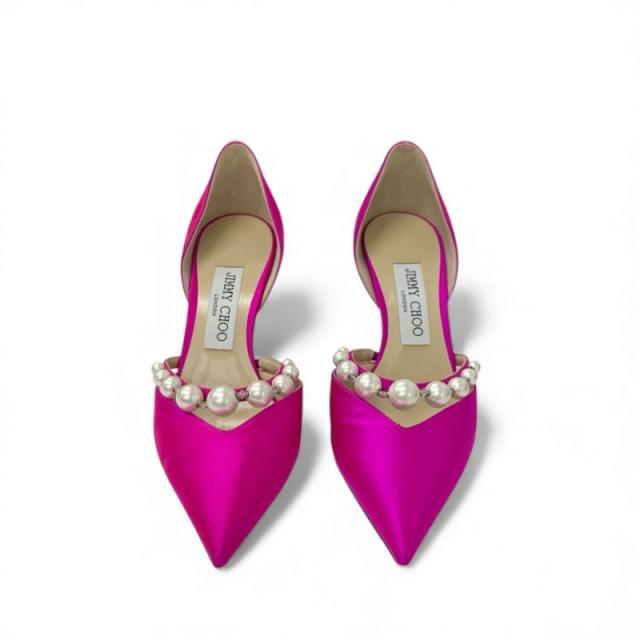 ジミーチュウ JIMMY CHOO Aurelie85 パンプス 靴 シューズ サテン ピンク パール パーティーシューズ_1