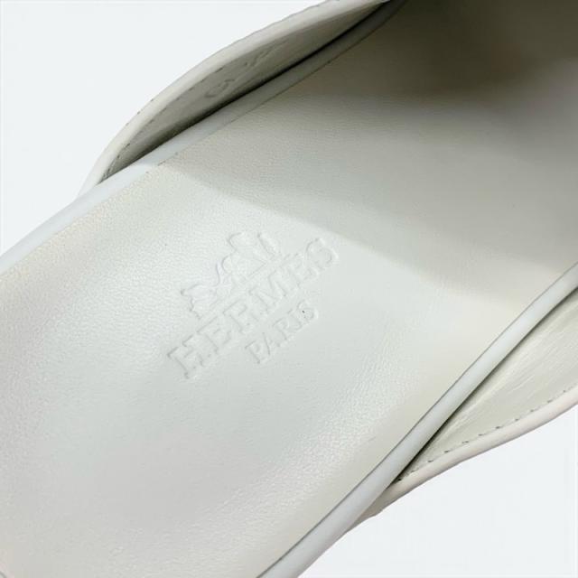 エルメス HERMES アース サンダル 靴 シューズ レザー ホワイト 