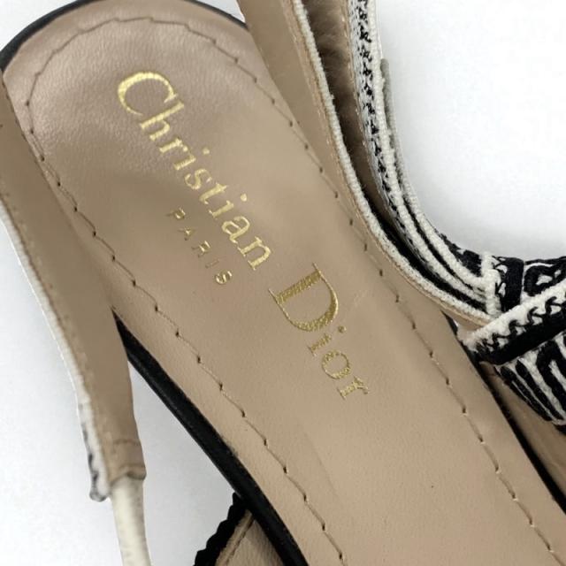 クリスチャンディオール CHRISTIAN DIOR JADIOR パンプス 靴 シューズ ファブリック ホワイト マルチカラー 刺繍 スリングバック ロゴ_7