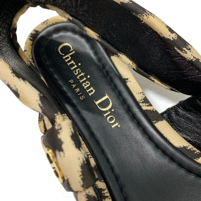 クリスチャンディオール CHRISTIAN DIOR MIZZA フラットシューズ 靴 シューズ ファブリック ベージュ ブラウン ロゴ レオパード_6