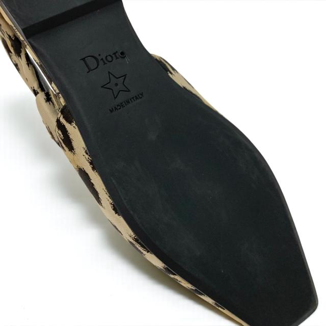 クリスチャンディオール CHRISTIAN DIOR MIZZA フラットシューズ 靴 シューズ ファブリック ベージュ ブラウン ロゴ レオパード_7