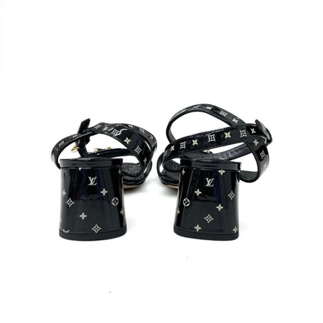 ルイヴィトン LOUIS VUITTON シェイクライン モノグラム サンダル 靴 シューズ パテント ブラック 黒 ゴールド LVロゴ_4
