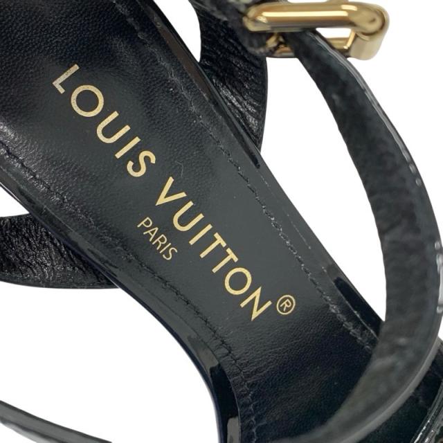 ルイヴィトン LOUIS VUITTON シェイクライン モノグラム サンダル 靴 シューズ パテント ブラック 黒 ゴールド LVロゴ_6