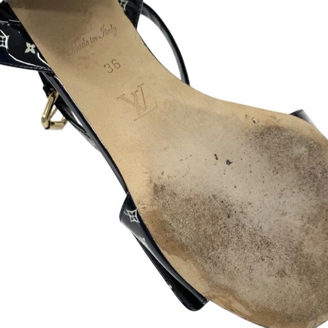 ルイヴィトン LOUIS VUITTON シェイクライン モノグラム サンダル 靴 シューズ パテント ブラック 黒 ゴールド LVロゴ_7