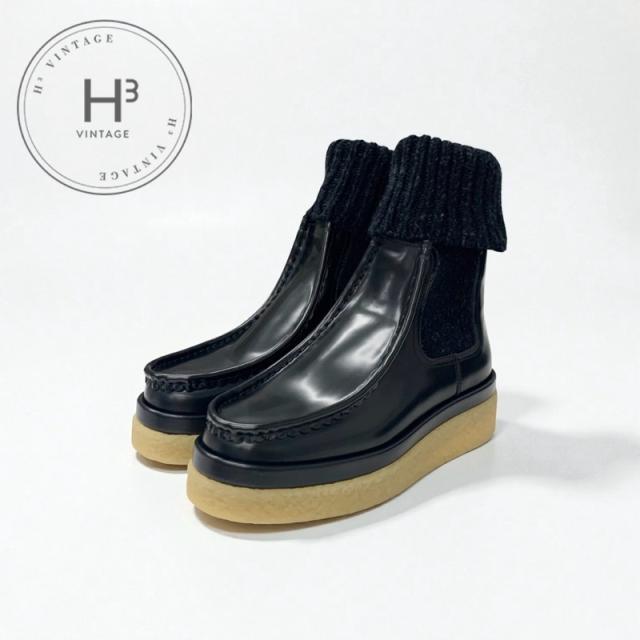 クロエ Chloe JAMIE ブーツ ショートブーツ 靴 シューズ レザー ニット ブラック 黒 ソックスブーツ