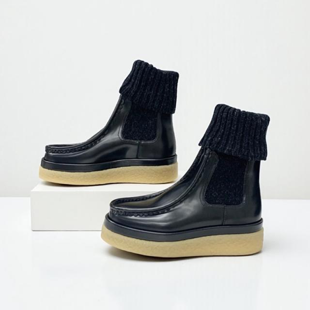 クロエ Chloe JAMIE ブーツ ショートブーツ 靴 シューズ レザー ニット ブラック 黒 ソックスブーツ_1