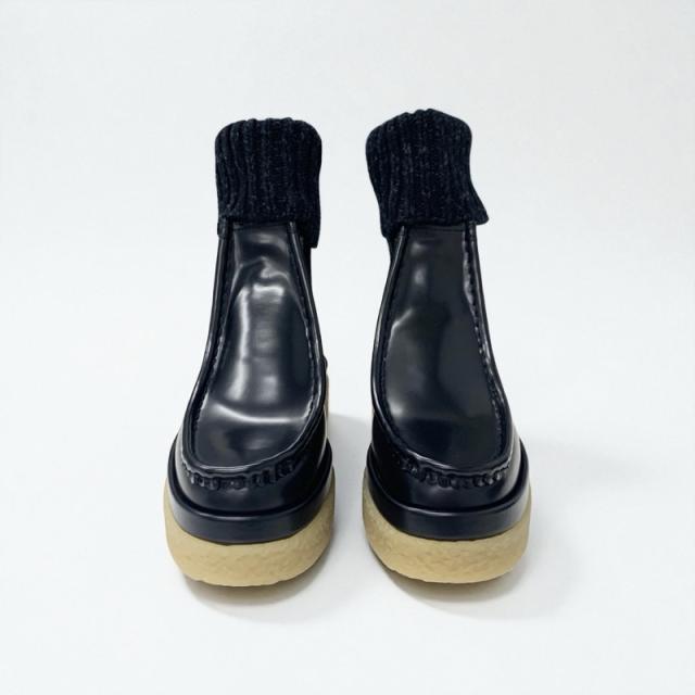 クロエ Chloe JAMIE ブーツ ショートブーツ 靴 シューズ レザー ニット ブラック 黒 ソックスブーツ_2