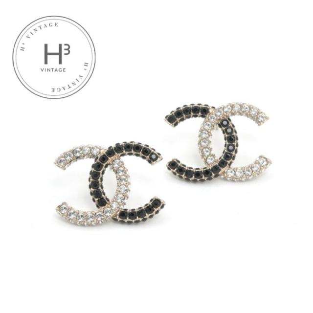 シャネル CHANEL ピアス イヤリング ゴールド ブラック ココマーク ラインストーン