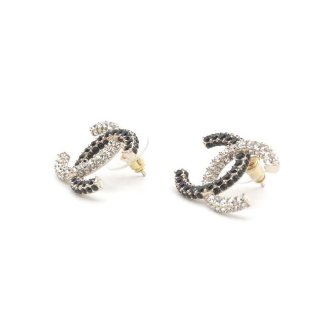 シャネル CHANEL ピアス イヤリング ゴールド ブラック ココマーク ラインストーン_1