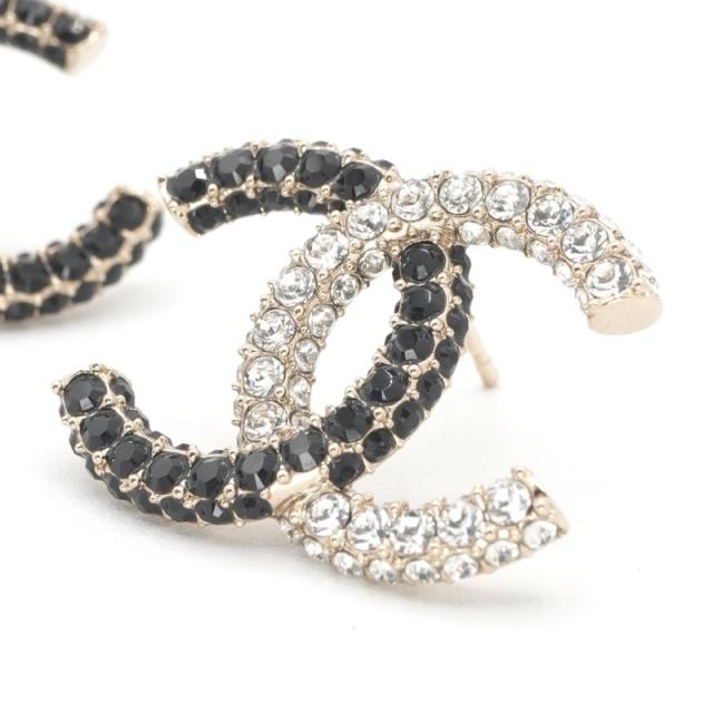 シャネル CHANEL ピアス イヤリング ゴールド ブラック ココマーク ラインストーン_5