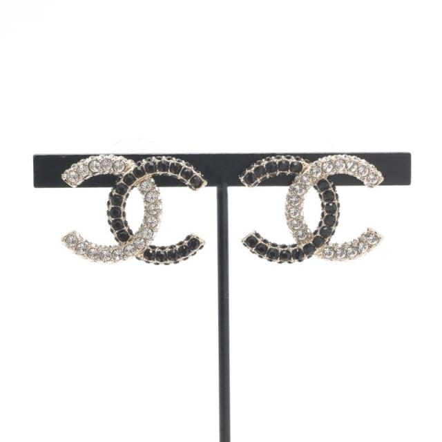 シャネル CHANEL ピアス イヤリング ゴールド ブラック ココマーク ラインストーン_6