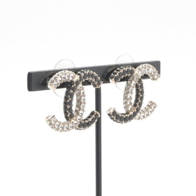 シャネル CHANEL ピアス イヤリング ゴールド ブラック ココマーク ラインストーン_7