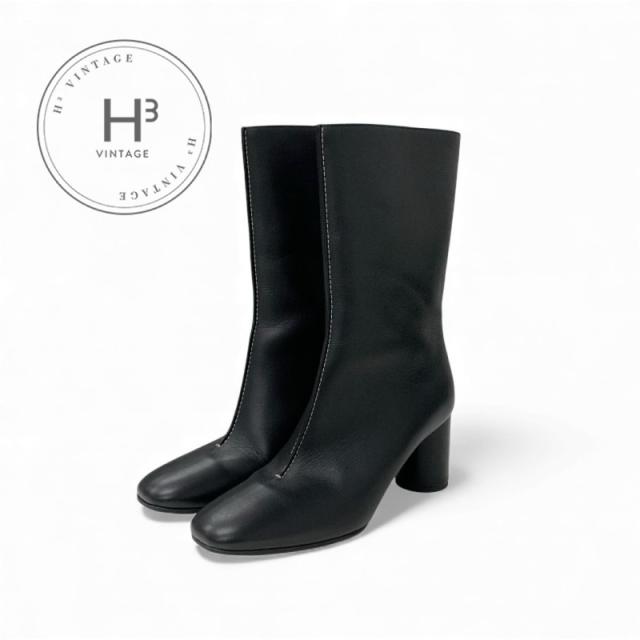 エルメス HERMES デフィレ ブーツ ショートブーツ 靴 シューズ レザー ブラック 黒 ステッチ