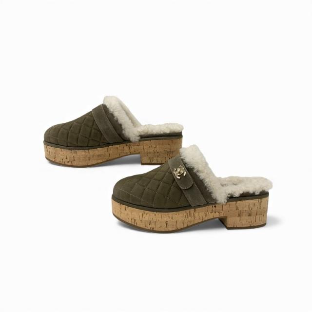シャネル CHANEL サンダル 靴 シューズ スエード ムートン コルク