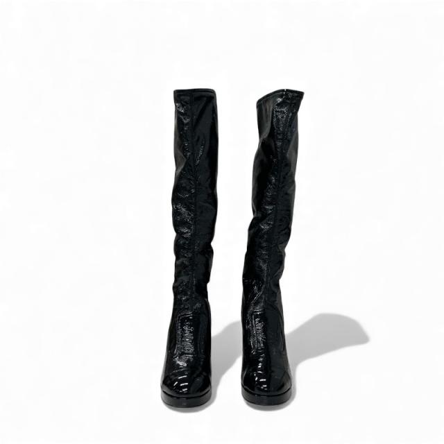 シャネル CHANEL ブーツ ロングブーツ 靴 シューズ パテントレザー