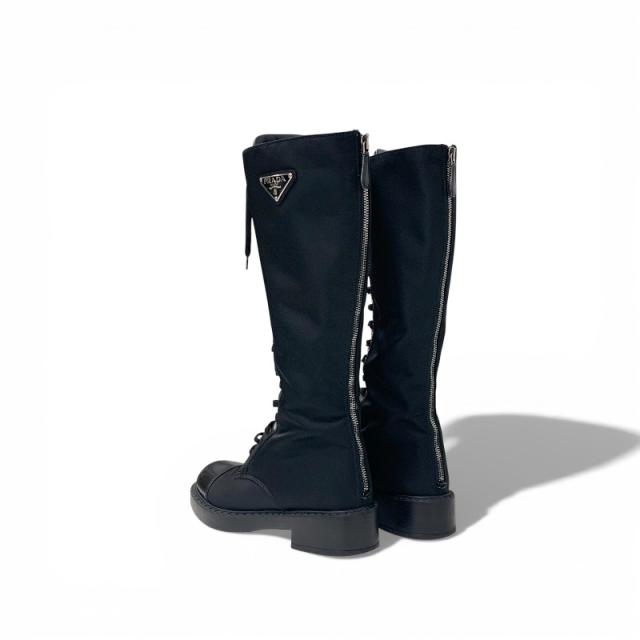 プラダ PRADA ブーツ ロングブーツ 靴 シューズ ナイロン ブラッシュドレザー ブラック 黒 Re-Nylon トライアングルロゴ_3