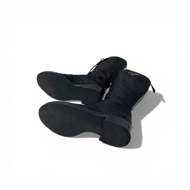 プラダ PRADA ブーツ ロングブーツ 靴 シューズ ナイロン ブラッシュドレザー ブラック 黒 Re-Nylon トライアングルロゴ_5