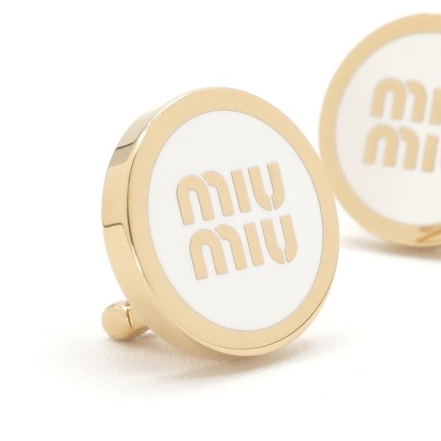 ミュウミュウ MIUMIU ピアス イヤリング ゴールド ホワイト ロゴ_4