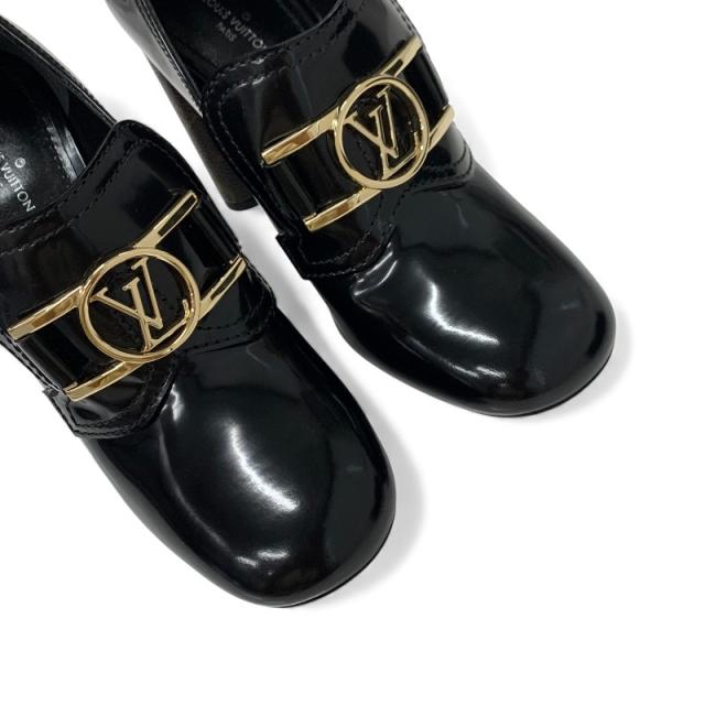 ルイヴィトン LOUIS VUITTON スウィフトライン モノグラム パンプス 靴 シューズ パテント ブラック ブラウン ゴールド LVロゴ_8