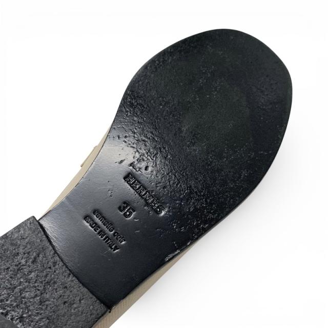 エルメス HERMES デスタン ローファー 革靴 靴 シューズ レザー ベージュ シルバー ケリー金具 モカシン フラットシューズ_6