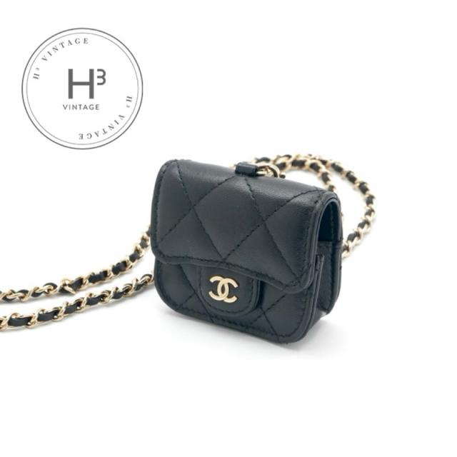 シャネル CHANEL ネックレス ペンダント チョーカー ブラック ゴールド ココマーク マトラッセ airpodsケース チェーン