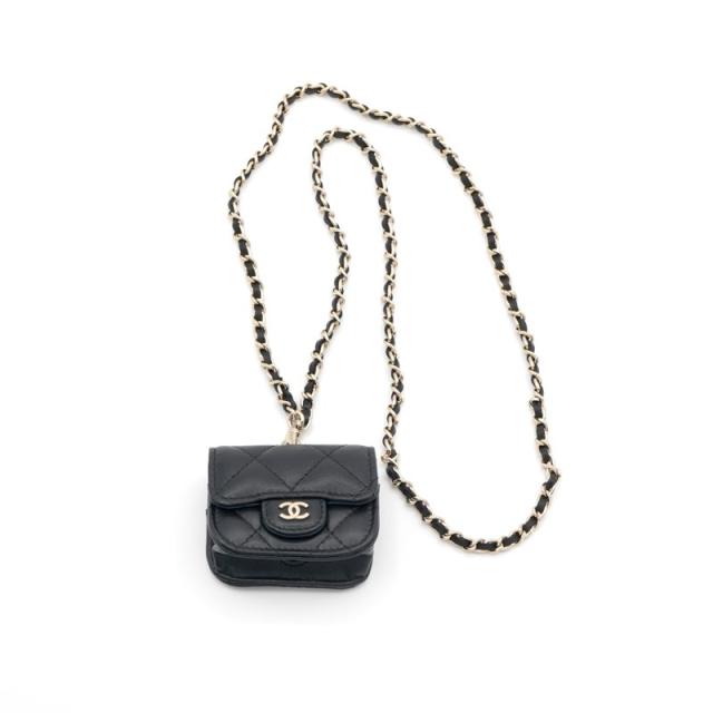 シャネル CHANEL ネックレス ペンダント チョーカー ブラック ゴールド ココマーク マトラッセ airpodsケース チェーン_1