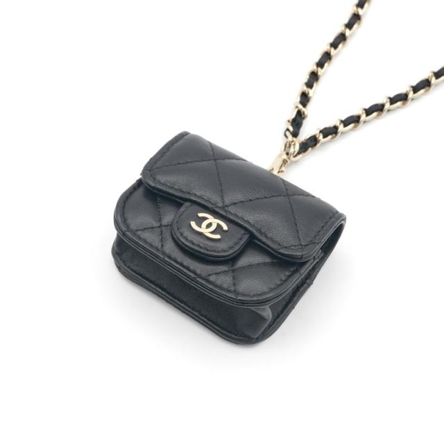 シャネル CHANEL ネックレス ペンダント チョーカー ブラック ゴールド ココマーク マトラッセ airpodsケース チェーン_2