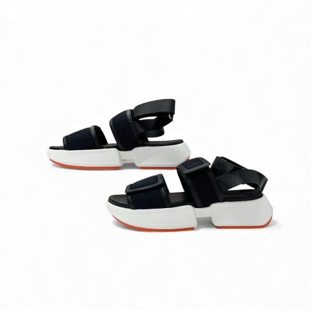 エルメス HERMES ギーク サンダル 靴 シューズ メッシュ レザー ブラック ホワイト ベルクロ ストラップ スポーツサンダル_2
