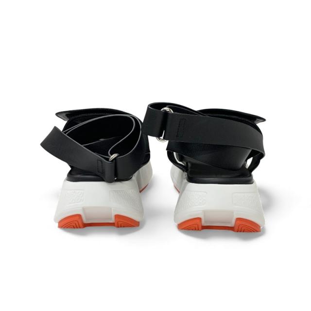 エルメス HERMES ギーク サンダル 靴 シューズ メッシュ レザー ブラック ホワイト ベルクロ ストラップ スポーツサンダル_4