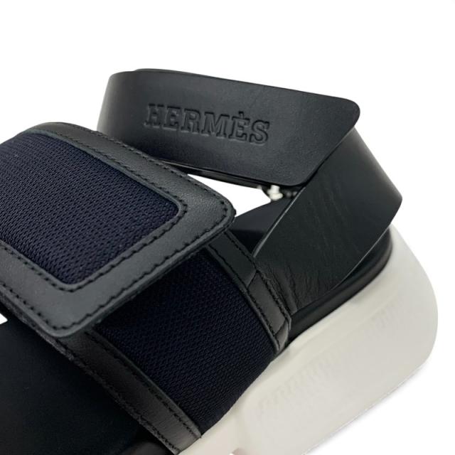エルメス HERMES ギーク サンダル 靴 シューズ メッシュ レザー ブラック ホワイト ベルクロ ストラップ スポーツサンダル_8