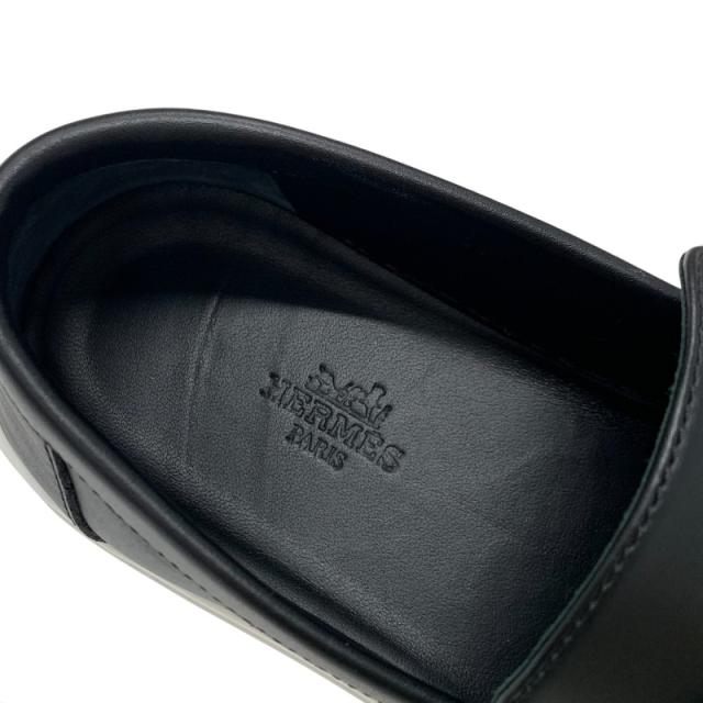 エルメス HERMES ゲーム スニーカー 靴 シューズ レザー ブラック 黒 シルバー ケリー金具 スリッポン_6
