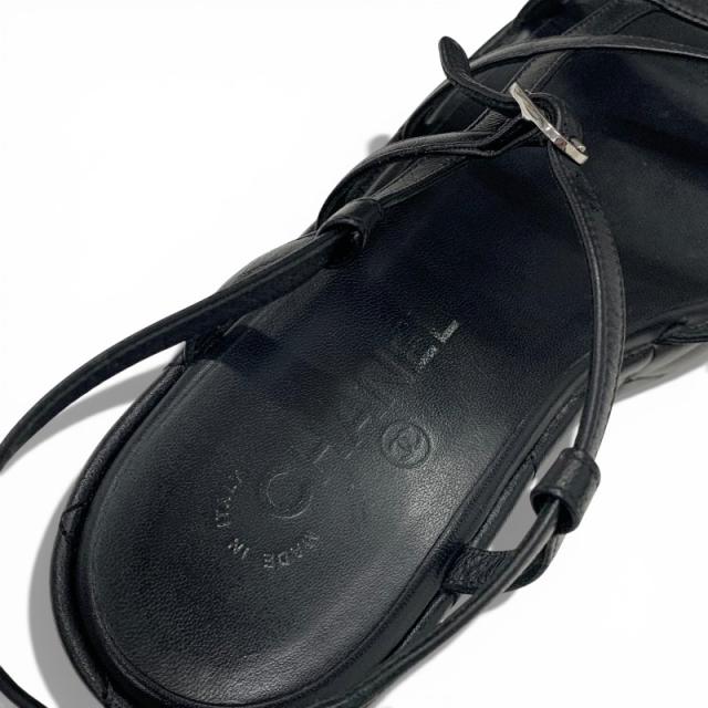 シャネル CHANEL サンダル 靴 シューズ レザー ブラック 黒 マトラッセ