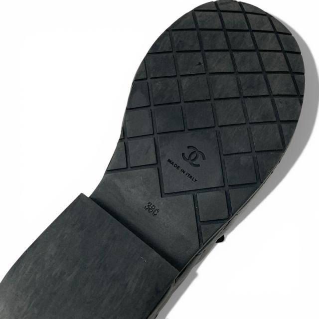 シャネル CHANEL サンダル 靴 シューズ レザー ブラック 黒 マトラッセ